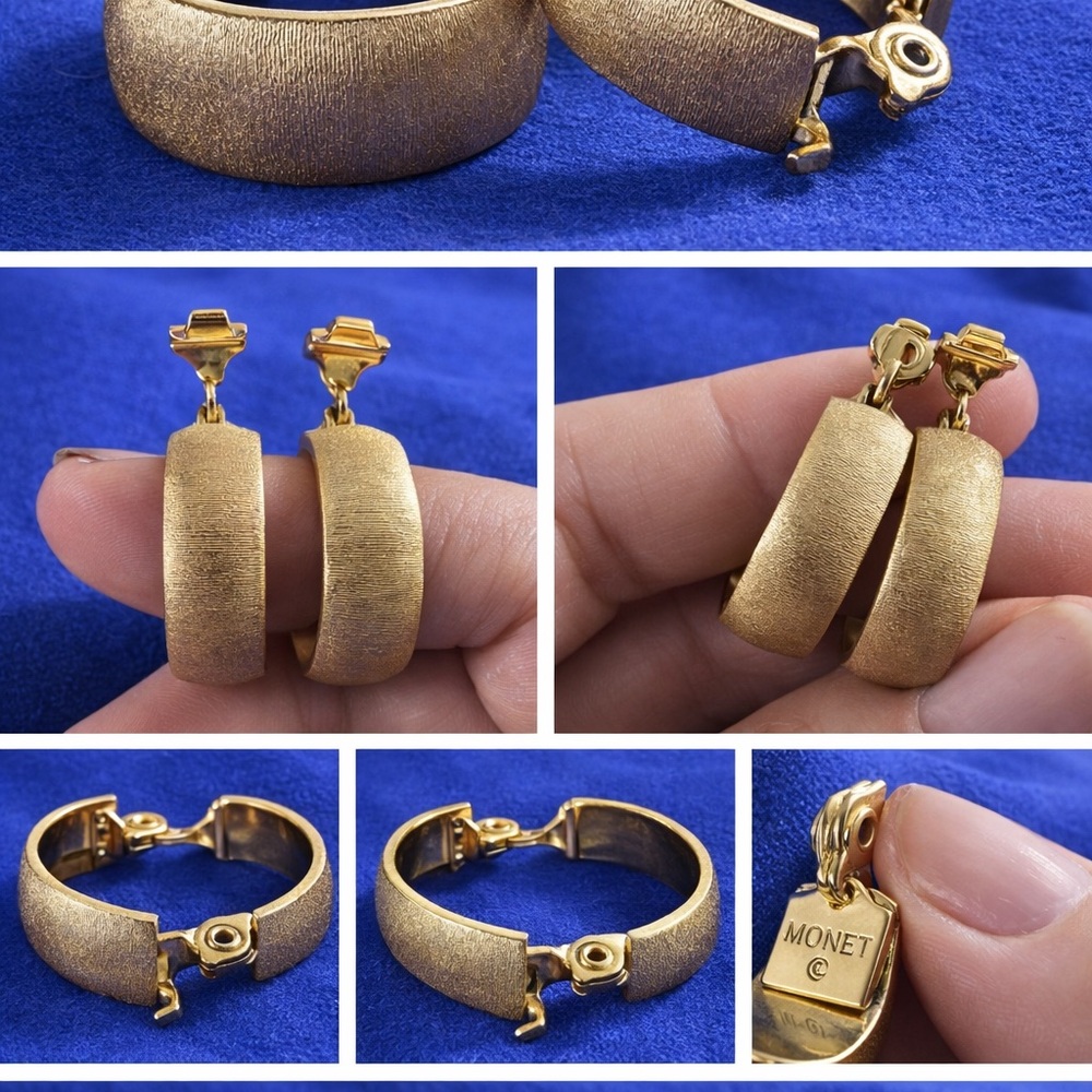 Monet Textured Gold Hoop Earrings